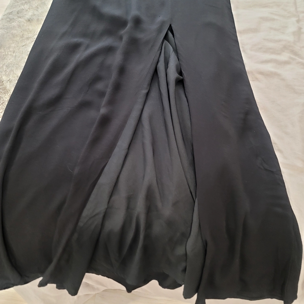 LOVER + FRIENDS Black Halter Gown Maxi Dress With Side Slit Size Medium - Picture 11 of 17